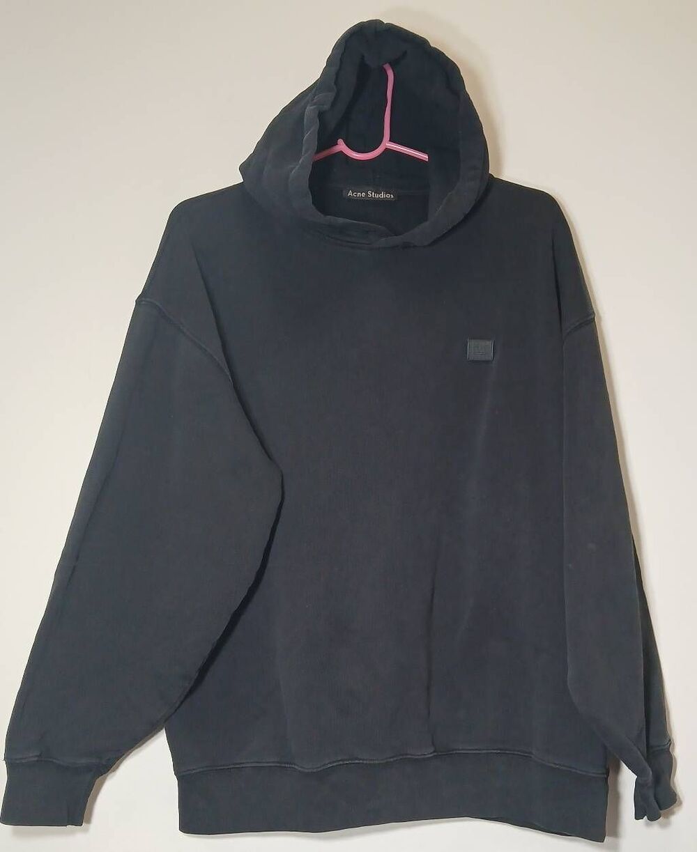 Acne studio mens small hoodie sweatshirt black heavy cotton pullover